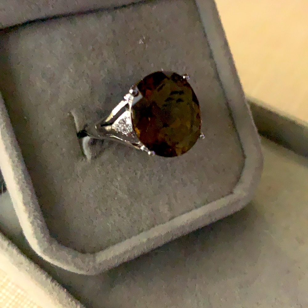 Beautiful fancy Smoky Topaz silver Ring